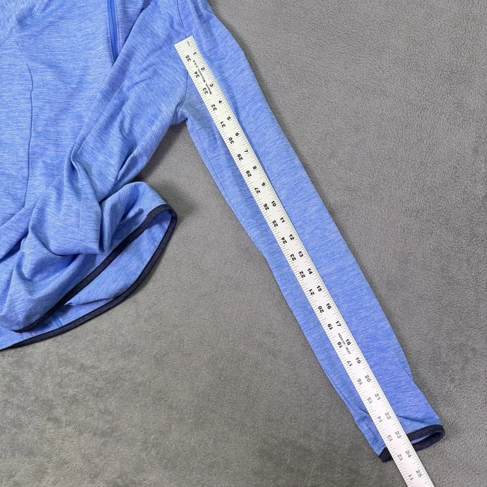 Under Armour Shirt Womens Medium Blue Heathered Long Sleeve 1/4 Zip Run Fittted - Picture 7 of 11